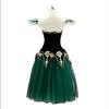 ステージウェアベルベットブラックグリーンゴールドロマンチックバレエレイモンダガールズバレリーナプロフェッショナルパフォーマンスステージCOS2382のためのロングドレス
