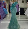 2023 ASO EBI Hunter Green Mermaid Dress Crystals Evening Formal impreza Druga przyjęcie urodzin Druhna Suknie zaręczynowe sukienki szatą de soiree ZJ684