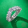 2023 Ins Top Verkoop Trouwringen Luxe Sieraden Emerald Cut Moissanite Diamant Edelstenen Puur 100% 925 Sterling Zilver Party Eternity Vrouwen Band Ring Nooit Vervagen Gift