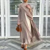Katı Açık Abaya Kimono Dubai Türkiye Kaftan Müslüman Hırka Abayas Elbiseler Kadınlar Için Casual Robe Femme Kaftan İslam Giyim Ethni295V