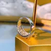 Met Zijstenen 18K Wit Goud Bague Voor Vrouwen 925 Zilveren Trouwring 1.3 karaat 5 Rij Boor Gouden Ring Ronde Echte Natuurlijke Diamanten Ring 230701