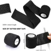 Tatueringsgrepp 96/48/24/12/6 Black Tattoo Grip Bandage Cover Wraps Tejp Nonwoven Waterproof Self Adhesive Finger Protection Tattoo Accessories 230701