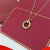 Factory spot card plus three-ring necklace set auger three color necklace pink diamond three-ring chain pendant clavicle spot wholesale