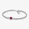 Red Sparkling Round Pave Tennis Bracelet 925 Sterling Silver Adjustable Cubic Zirconia Bracelets for Women Luxury Wedding Jewelry