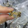 Mode-Band-Ring für Frauen, Designer-Ring, Herren, Türkis-Gold-Ring, Buchstaben-Schmuck, Luxus-Verlobungs-Liebesringe, G-Vintage-Verlobungsringe
