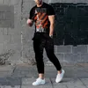 Mens Tracksuits Men Tshirt Set Tracksuit 3D Printed 2 Piece Outfits of Sportswear Short Sleeve Streetwear Fashion Tshirt Long Pants Set 230630