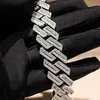 Özel buzlu mücevher 20mm 4 satır baget kesim VVS Moissanite Diamond 925 Gümüş Küba Bağlantı Bilezik