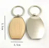 Porte-clés en bois Rectangle rond blanc bricolage pendentif graver porte-clés en bois porte-clés étiquettes cadeaux C147