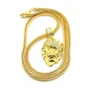 Hip Hop Rapper shiny diamond pendant gold necklace Crown lion head pendant micro-inset zircon jewelry 60cm night club accessory Sweater chain 1399