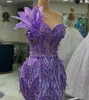 Aso ebi lavendel mermaid prom jurk kristallen veeravond formeel feest tweede receptie verjaardag bruidsmeisje verlovingsjurken jurken robe de soiree zj683 407 407