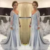 Neue moderne Meerjungfrau Lace Mutter der Braut Illusion Langarmige sexy elegante formelle Kleider Abend tragen billige Hochzeitsgastkleid