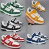 Trainer sneaker Rinnande skor Designer Virgil Calfskin Leather Abloh White Green Red Blue Letter Overlays Platform Låg utomhus Walking Size 36-45