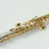 Nowy przylot 803 Blat-Flat-Nickel-Sild Srebrna prosta rura sopranowa saksofonowy instrument jazzowy z obudową