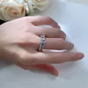 2023 Ins Top Verkoop Trouwringen Luxe Sieraden Emerald Cut Moissanite Diamant Edelstenen Puur 100% 925 Sterling Zilver Party Eternity Vrouwen Band Ring Nooit Vervagen Gift