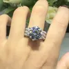 Avec pierres latérales Véritable Mossanite D Couleur Classique 6 Griffe 5 Bagues de luxe Or blanc 18 carats Argent sterling 925 Bague femme mariage diamant complet 230701