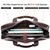ブリーフケースLaoshizi Men's Business Leather Briewcase Luxury Crossbody Bag Fashion Cowhide Shoulder Messenger Handbag 156インチ230701