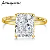 With Side Stones PANSYSEN Luxury Silver 925 Jewelry Radiant Cut Simulated Diamond Wedding Engagement Ring 18K Gold Plated Rings Gift 230701