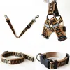 Dog Collars Leashes Luxury Set Designer Dog Leash Seat Belts Pet Collar And Pets Chain For Small Medium Large Dogs Cat Chihuahua Poodle Bulldog Corgi Pug Brown