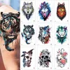 Temporary Tattoos 100Pcs Waterproof Flower Animal Temporary Tattoo Sticker Wholesales Rose Flash Wolf Tiger Body Art Arm Sexy Men Women Sleeve 230701