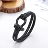 Strand Bijoux Femme Bracelet Homme Cuir Corde Chaîne Acier Inoxydable Voile Survie Épais Été Sty1