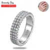 Serenity Dag D Kleur Volledige Moissanite Rij Ring 925 Sterling Verzilverd 18 k Eternity Band Hip Hop Ringen party Fonkelende Sieraden