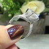 Avec pierres latérales Véritable Mossanite D Couleur Classique 6 Griffe 5 Bagues de luxe Or blanc 18 carats Argent sterling 925 Bague femme mariage diamant complet 230701