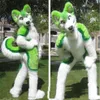 2019 fábrica nova fursuit verde husky fantasia de mascote de pelúcia tamanho adulto trajes de festa de natal de halloween257p