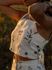 2ピースドレスフローラル刺繍スカートスカート女性のための夏のスパゲッティストラップノースリーブタンクトップレディーススーツアラインレディーススカートセット230630