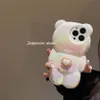 Designer silicone phone Case Pearl White Love Personality Laser Bear iPhone 14 13 12 Pro 11 14 + Soft shell Drop resistant phone case