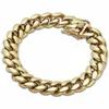 Män Miami Cuban Link Armband Gold Plated Solid rostfritt stål 10mm