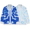 Casablan Camicie stile tropicale Camicie a maniche lunghe di marca hawaiana Camicia con stampa di fiori ed erba di cocco Camicie casual di design hawaiano