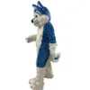 2019 direto da fábrica novo azul husky cão mascote fantasia desenho animado cachorro lobo roupas de personagem natal festa de halloween vestido extravagante258c