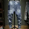 Ebaihui Klassieke mannen Skinny Stretch Denim Jeans Broek Gewassen lichtblauw Met Gescheurde Gaten patch Broek Slanke Joggers Jeans 256S