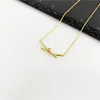 bow Necklace Classic titanium steel Pendant Necklaces tie a knot with diamond woman women luxurious designer gift letter T gold rose non fading jewelry