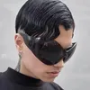 Gafas de sol sin montura de una pieza Y2K Cyberpunk para hombre y mujer