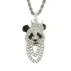 Hip Hop Rapper diamant brillant pendentif collier en or panda pendentif micro-insert bijoux en zircon 75cm accessoire de boîte de nuit chaîne de chandail 1396