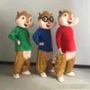 Usine de rabais 2018 Alvin et les personnages Chipmunk Costume de mascotte de dessin animé Anime Christmas290P