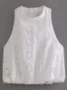 Tweedelige Jurk Vrouwen Wit Borduren Rokken Sets Zomer Causale Hol Mouwloze Oneck Tops Elastische Taille ALine Midi Pak 230630