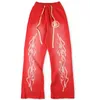 2023 Красные расклешенные трусы Мужские 1 Женские спортивные брюки с эластичной резинкой на талии для стирки водой Повседневные расклешенные брюки