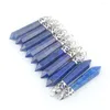 Подвесные ожерелья моды натуральный камень Lapis Lazuli Hexagonal Pillar Charms подвески 12x50 мм для ожерелья.