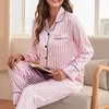 Женский комплект из двух предметов Sleep Lounge, пижама для женщин, розовая полосатая атласная шелковая пижама, пижамы, пижамы, шорты, комплекты, летняя и весенняя домашняя одежда, домашняя одежда