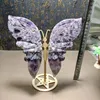 Dekorativa föremål Figurer Natural Energy Lightning Grain Fantasy Amethyst Handcarved Butterfly Wings Home Decartz Crystal Holder 230701