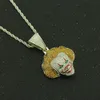 Hip Hop Rapper glanzende diamanten hanger gouden ketting cosplay klassieke Joker clowns hanger micro-inzet zirkoon sieraden 76cm nachtclub accessoire Trui ketting 1394