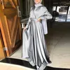 Ethnic Clothing Women Full Sleeve Muslim Fashion DressCasual Loose Elegant Clubbing Long Sundress Belted Party Faldas Largas Kafta257o