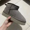 Australië Designer Laarzen Vrouwen Ultra Mini Platform Booties Echt Leer Pluizige Bont Laarzen Winterschoenen Kastanje Zwart Grijs Met Doos