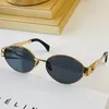 Lunettes de soleil à monture ovale Arc de Triomphe pour femmes CL 40235 Monture miroir en fil d'or pour femme Lentille verte Jambe miroir en métal Signature triple sur la branche Avec sac à lunettes marron