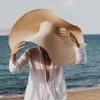 Mode Trend Summer Super Big Brim Extended Foldbar Straw Hat Seaside Beach Sun Protection Hat Outing Sun Hat