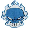 Fashion Skull Flame Hafted Patch Blue Badge Iron na kurtce aplikacja haft haftowy dostawca akcesorium motocyklowy kamizelka punk emble289q