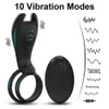 Vibrating Penis Ring with Remote Control for Men Couples Dual Cock Delay Ejaculation Cockring Clit Stimulator