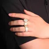 クラスターリングバブルレター男性用の結婚指輪金色の色メッキフルキュービックジルコンファッションロックヒップホップジュエリー230620